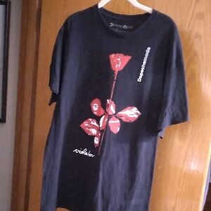Black T-Shirt with Red Rose Graphic